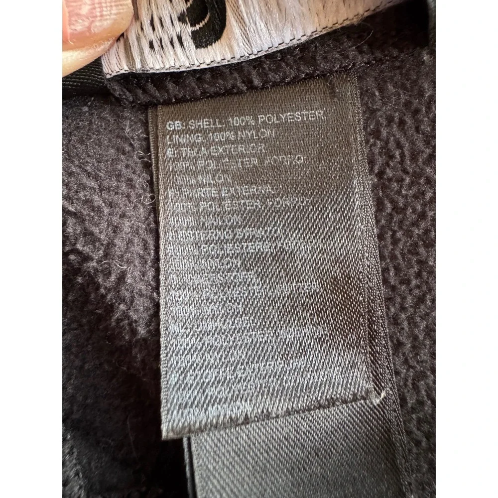 The North Face Mens Quarter Zip Fleece Pullover Black Grey Pocket Small